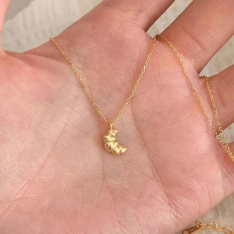 

2025 Корейский сплав цинка Цвет Круассан Подвеска Ожерелья Для Женщин Девочек Мода Креативная Цепочка на Ключицу Шарм Ожерелье Циркон