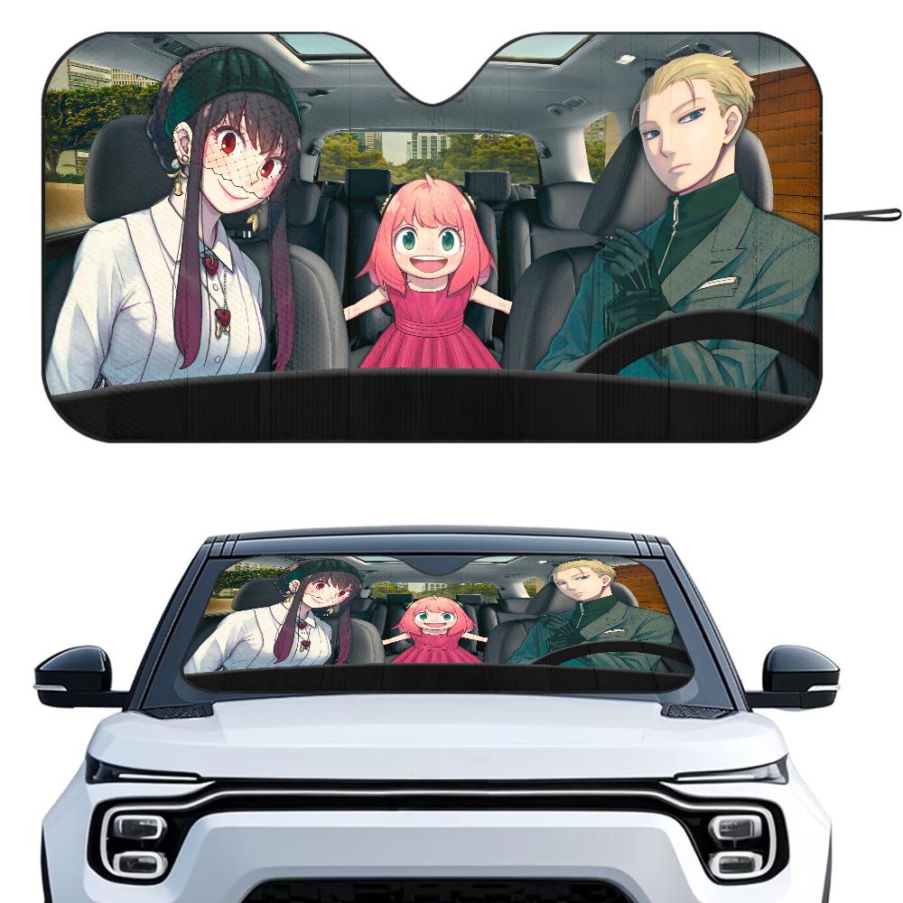 S-Spy X Family Anime Car SunShade Windshield Foldable Three-layer Insulation Sunshade By Suction Cup Blocks UV Rays Sun