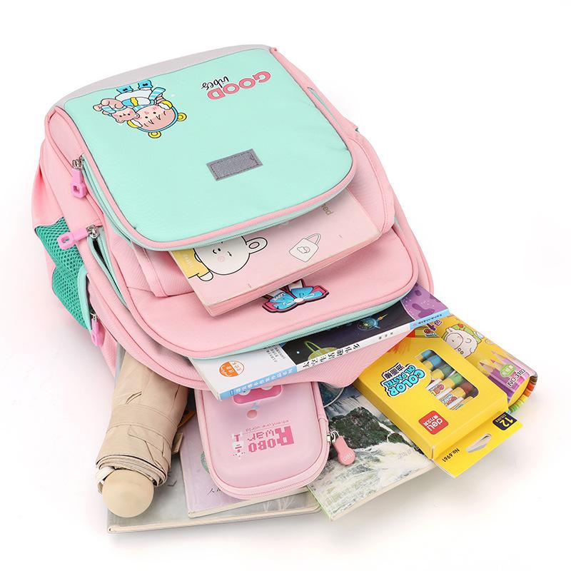 School bag for primary school students, new high-value backpack for girls, large-capacity spine protection and water-proof children's backpack