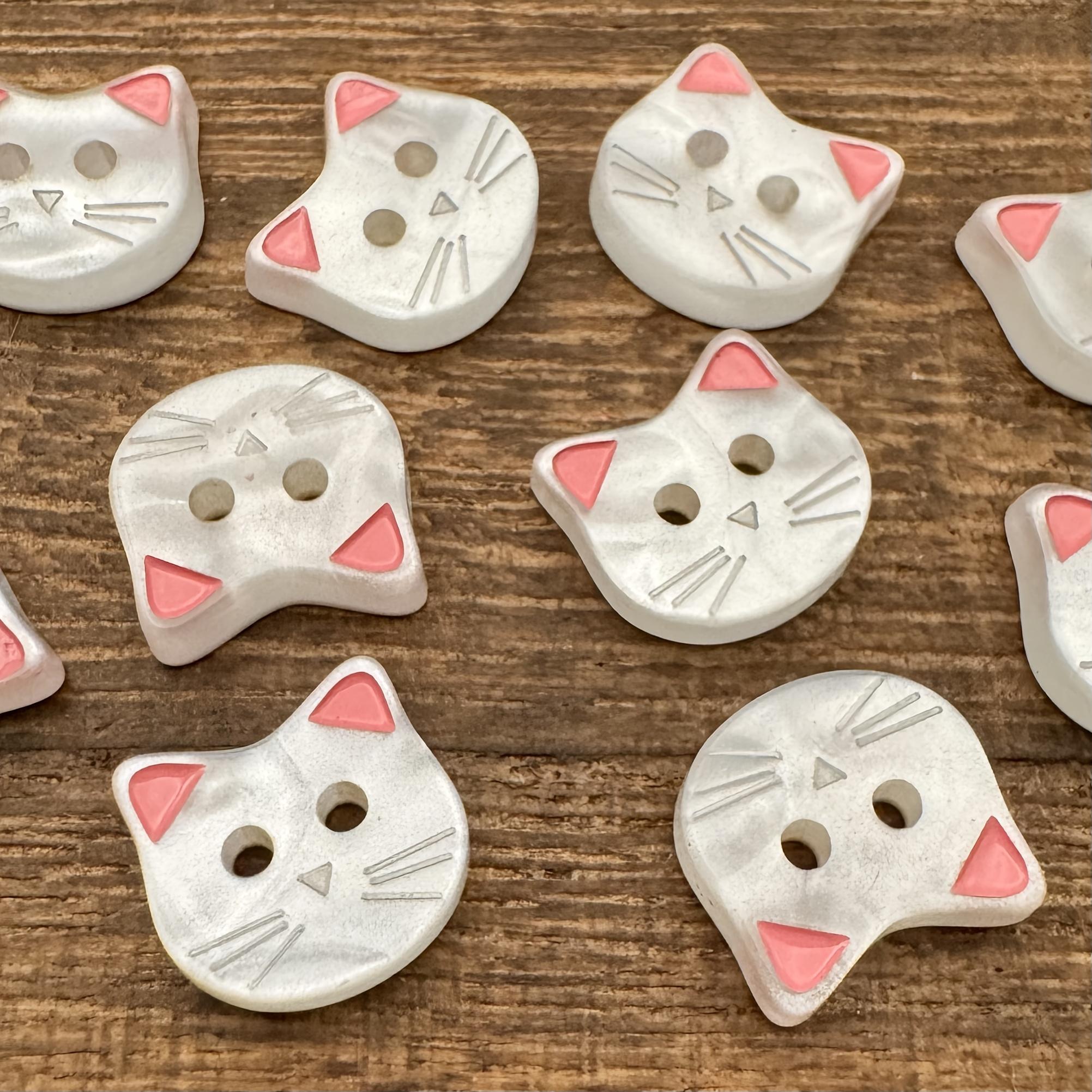 

Милые розовые мультяшные пуговицы в виде кошек диаметром 12 мм для кардиганов, аксессуары ручной работы, декоративные пуговицы 20PCS белый