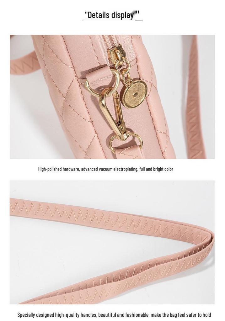 Trendy Embroidered Diamond Pattern Crossbody Phone Bag - 2022 Women's Style