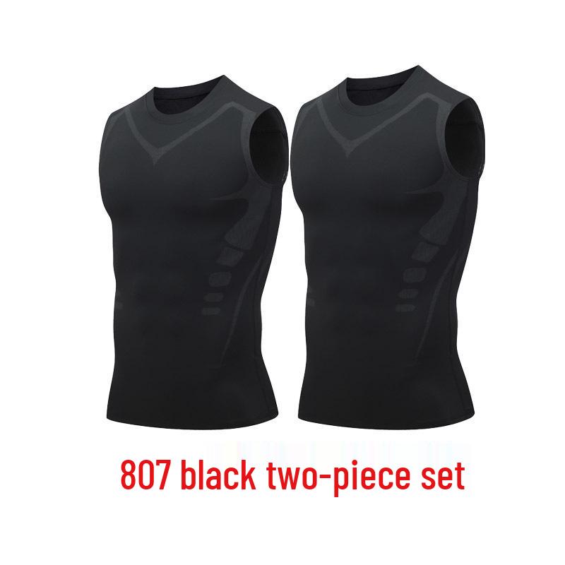 Men's Quick-Dry Fitness Sleeveless Set: Tight-Fit Wide-Shoulder Running & Basketball Training Vest & Shorts.