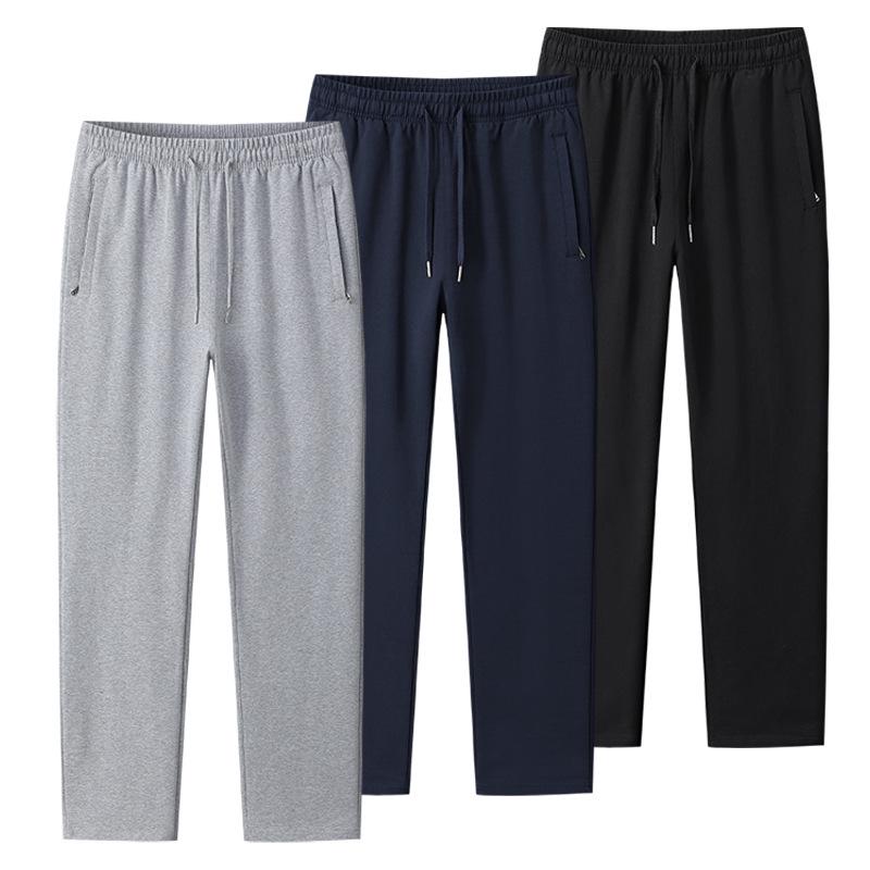 

Men s Loose-Fit Cotton Sweatpants: Spring/Autumn Straight-Leg, Casual Knit, Plus Size Available 5XL чорний
