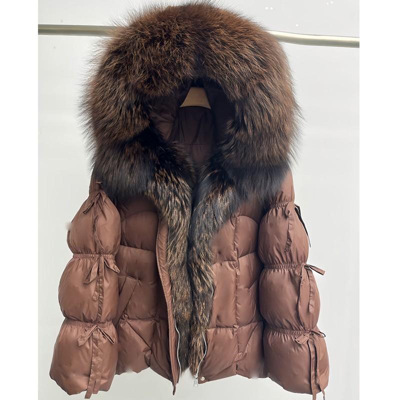 European station new high-end fur fox big fur collar white goose down jacket women's medium and long thickened coat