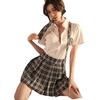 Fun Underwear Plaid Senior Sister Uniform Pure Desire Pleated Short Skirt Cute College Style Pure Desire Passion Open Suit