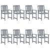 Garden Chairs Set of 8 Solid Acacia Wood