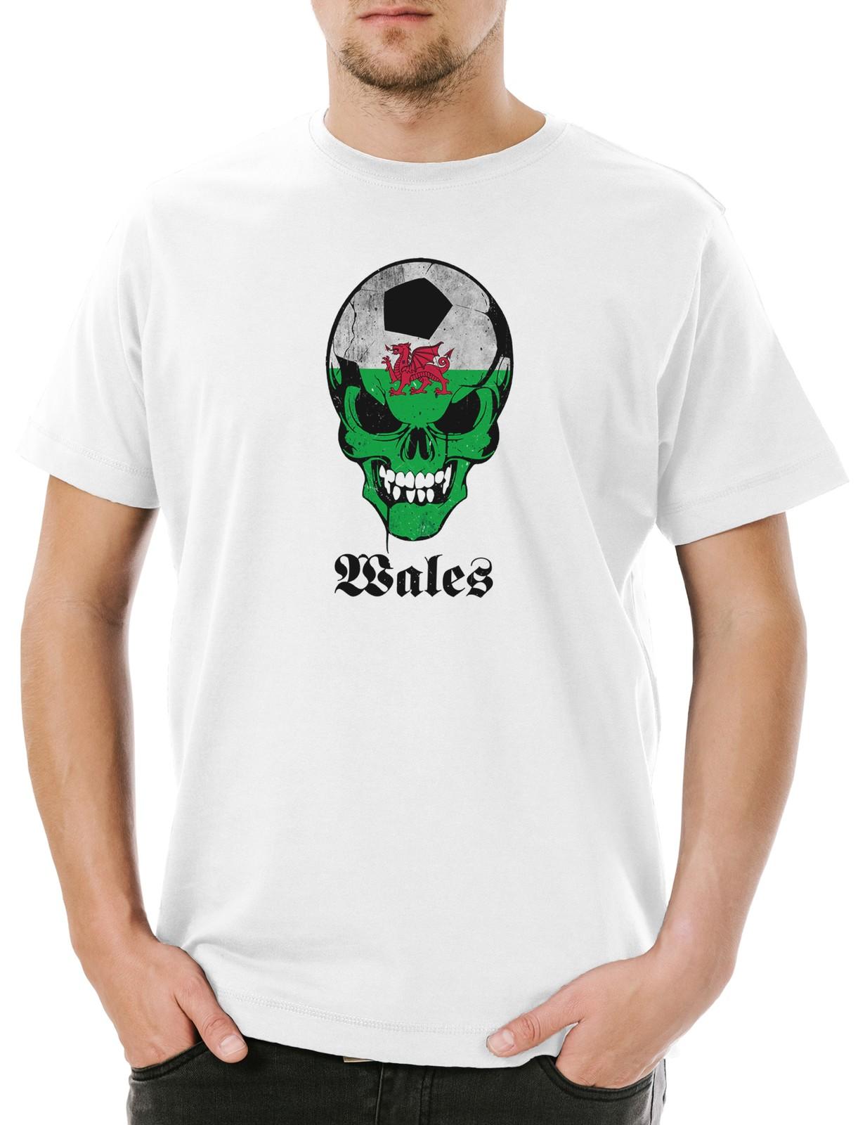 Wales Football Skull Flag Mens T-Shirt Insigna Sign Sign Skull S