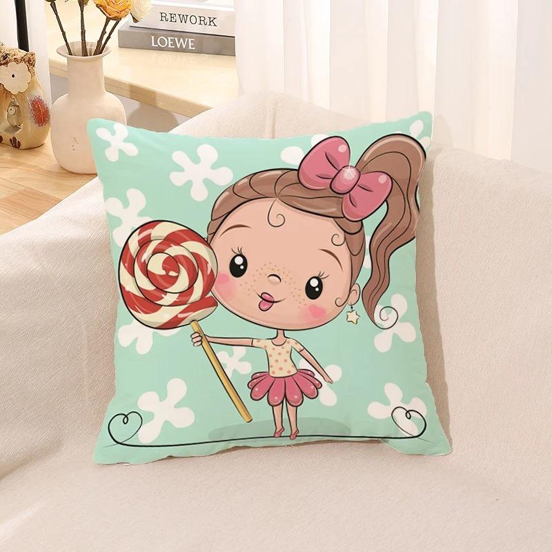 Süßes Mädchen Kleine Prinzessin Bedruckter Kissenbezug Kinderspiel Kinderzimmer Wohnzimmer Sofakissenbezug Heimdeko Geschenk