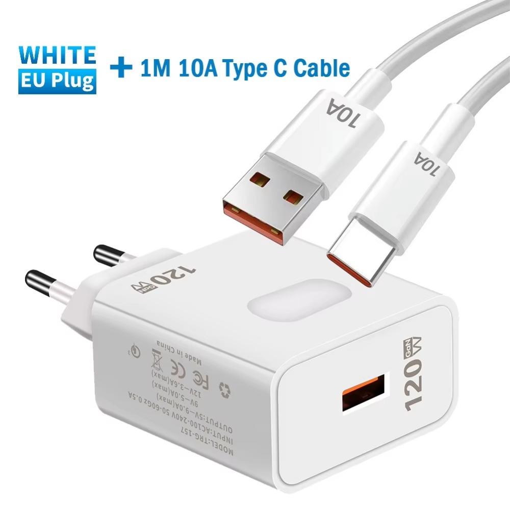 

GaN USB зарядное устройство быстрая зарядка QC3.0 10A Type C кабель зарядное устройство для мобильного телефона адаптер для iPhone Samsung Xiaomi EU Plug 10A Cable
