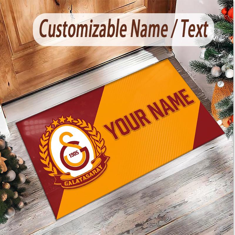 Personalized Crystal Velvet Carpet Galatasaray FC Pattern Non Slip Floor Rug