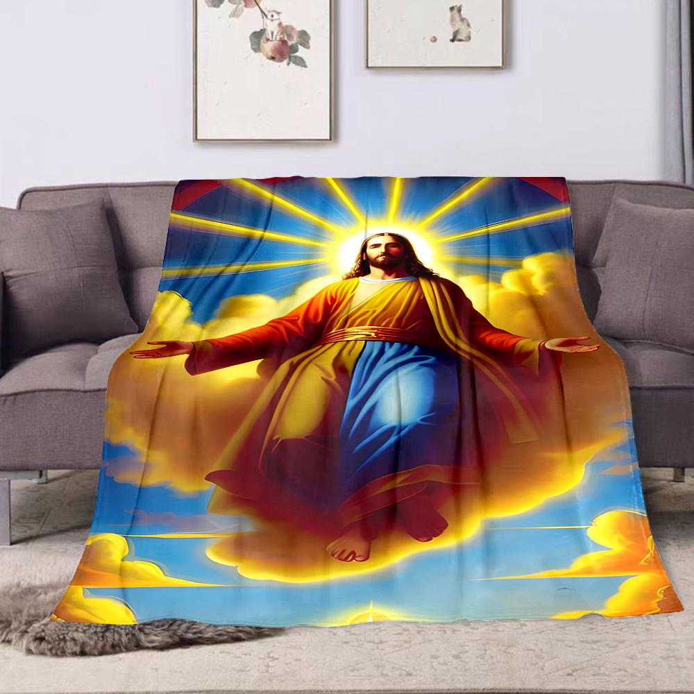 "Bright Heavenly Figure in Radiant Clouds" Patterned flannel blanket perfect for the bedroom living room, sofa, or a little nap