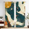 Light Blocking Chinese Art Xianhe Lianhua Curtains Matte Polyester Drapes Cranes Floral Design Curtain Set Of 2 Vintage Made With Rod Pocket Washable