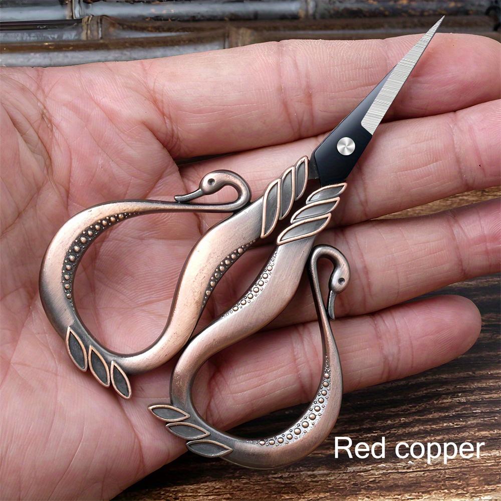 [1pc Vintage Steel Scissors] Vintage Style Scissors - 1pc Durable Steel Mini Sewing Cutter with Elegant Metallic Handles | Perfect for Embroidery