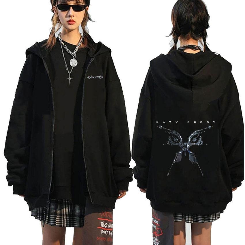Singer Katy Perry Tour 2025 Album Zipper Hooded Men's Women Fashion Oversized Zip Up Jacket Sweatshirt Retro tide Clothing
