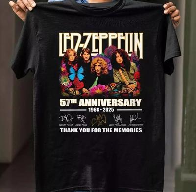 Led Zeppelin 57th Anniversary 1968-2025 Thank You For The Music T-Shirt