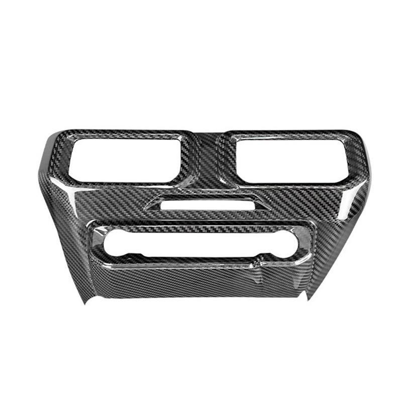 Carbon Fiber Car Multi-Media Console Frame Cover Center Console AC Air Vent Outlet Trim For Ford Mustang 2024 LHD
