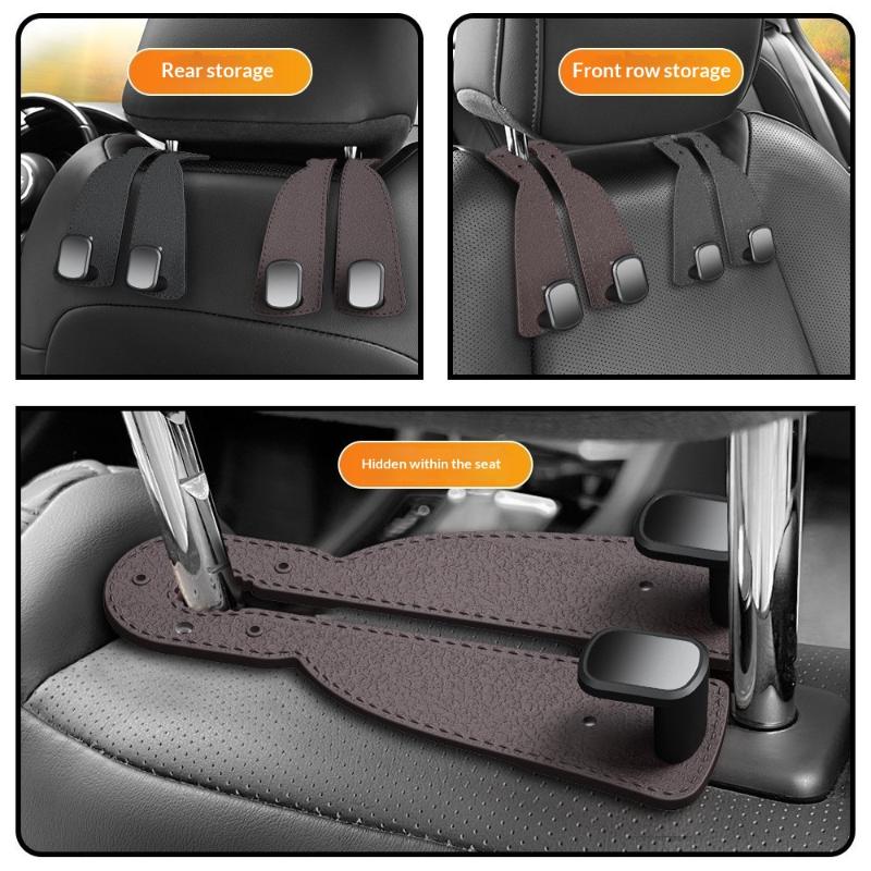 4Pcs Double Hook Car Hook Car Headrest Hooks Hanger For Bags Organizer Holder Clips Auto Fastener Hooks Car