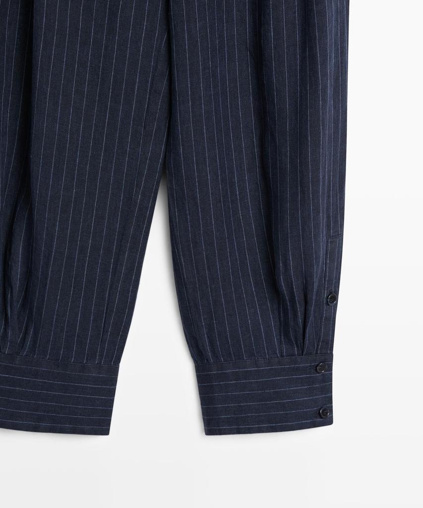 Masimodutti Linen Striped Sarouel Pants