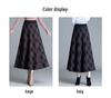 Plaid A-Line Knit Midi Skirt with Elastic Waist - 2025 Autumn Collection