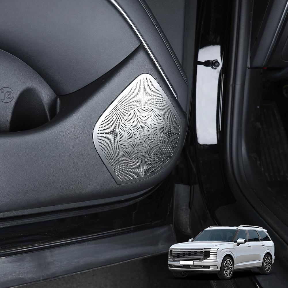 For Hyundai Palisade LX3 2026 Silver Stainless Steel Door Speaker Horn Cover Scratch Resistant Bright Mask Trim LHD/RHD