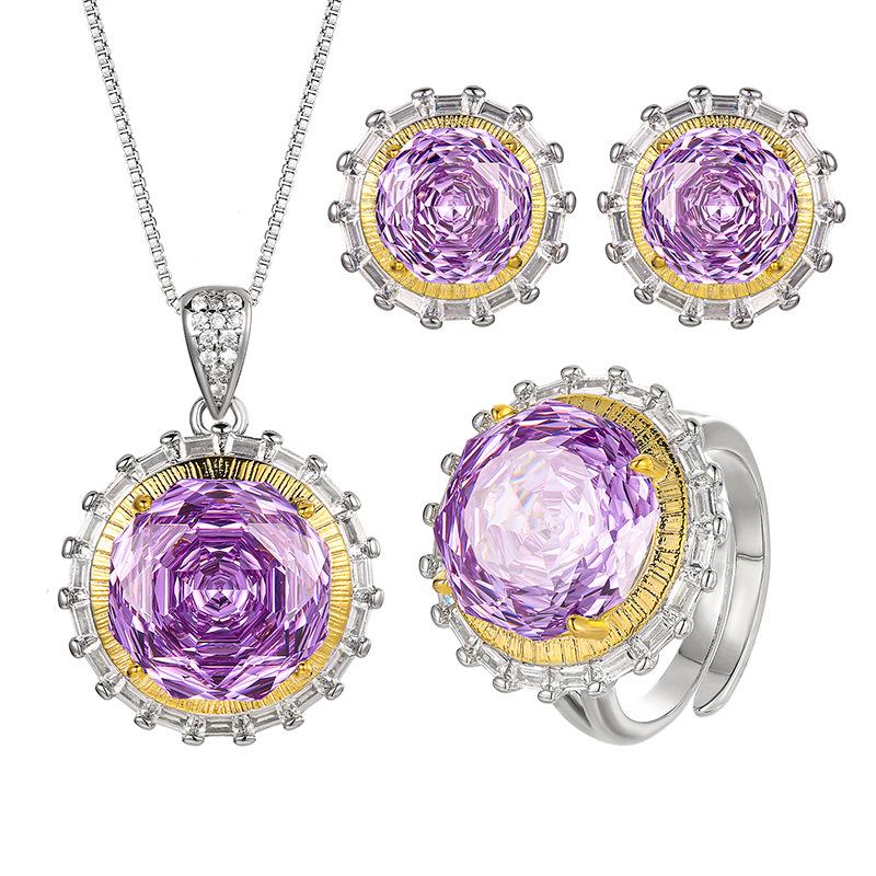 Biżuteria Miedziane Dno Pozłacane Symulacja Millennium Syn Roland Okrągły Zestaw Kamień Główny 14-10Mm