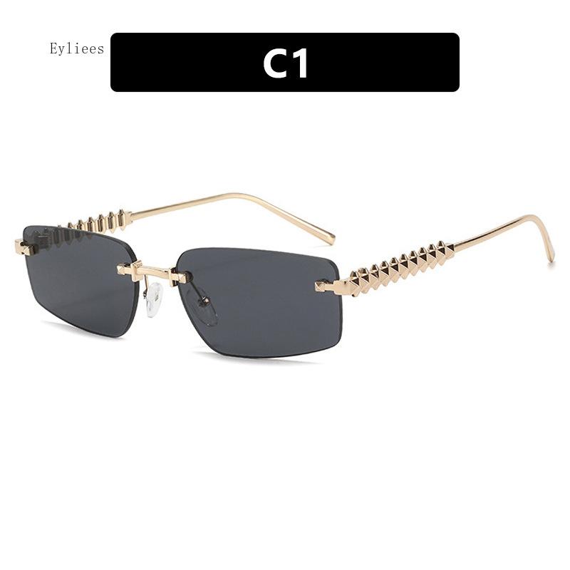 Rimless Sunglasses Fashion Cat Eye Women Men Shades Brand Designer Metal Black Small Oval Sun Glasses Premium Sunglasses