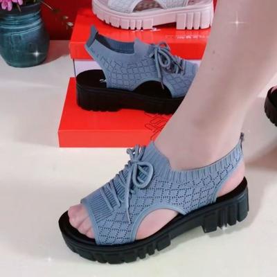 Thick-soled Beach Sandals Women's New Summer Breathable Mesh Fly-woven Ultra-light Soft Sole Comfortable and Non-slip Casual Women's Shoes Tide