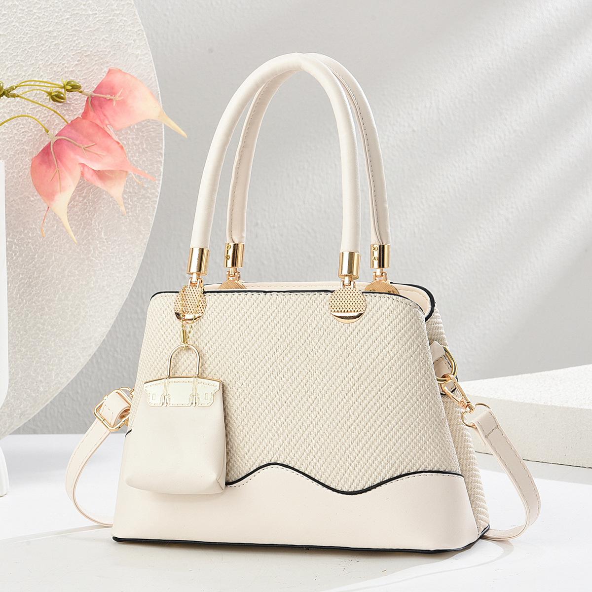 

New Style Casual Handbag Macaron Trendy Crossbody Bag Canvas Texture Quality Pendant Bag Shoulder Bag Durable Material .