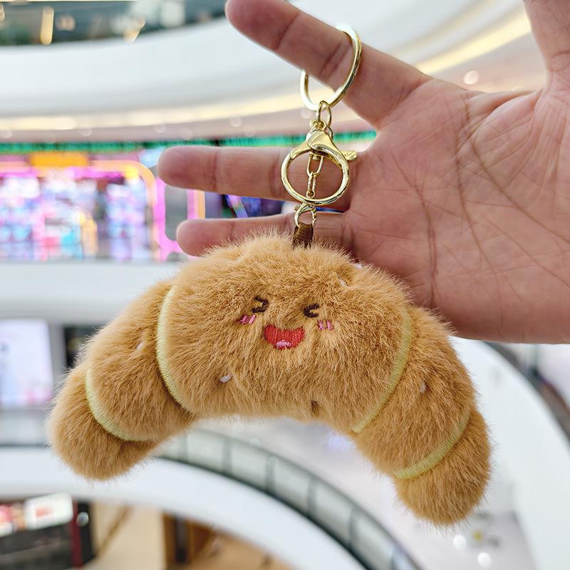Adorable Hamburger Plush Pendant Doll Keychain with Chicken Leg Decoration