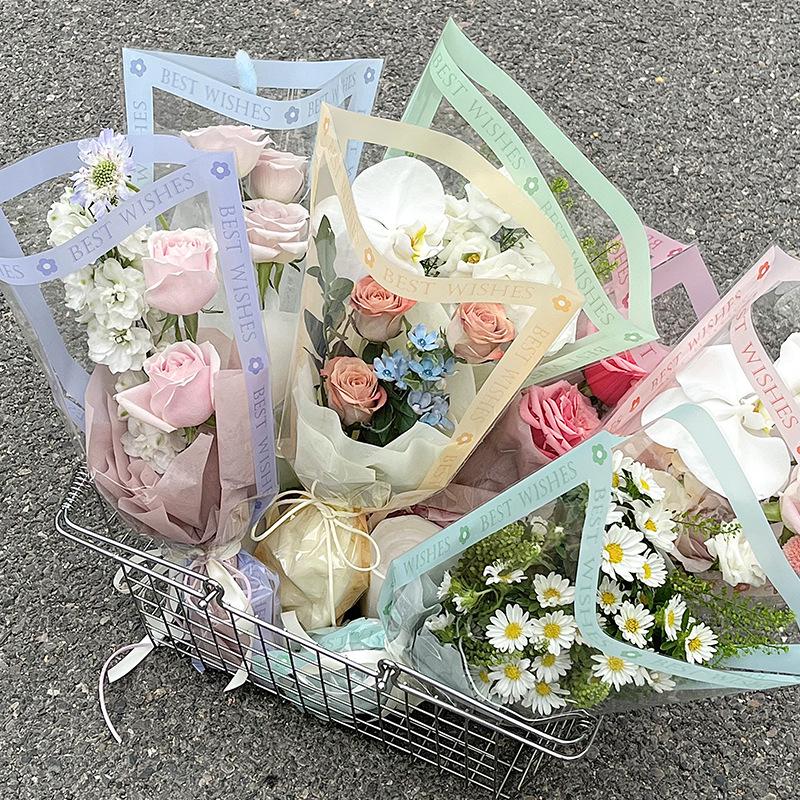 Sweet Heart Bouquet Floral Packaging - Transparent Fresh Flower Wrapper for Florists and Street Stalls