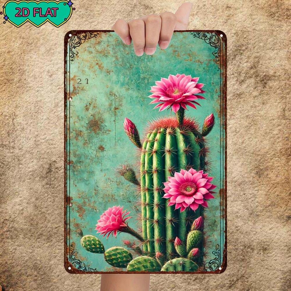 Vintage Metal Wall Poster Teal Rose Teacup 20x30cm Wall Decor