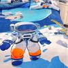 Thickened Milk Fleece Four-Piece Set, Fleece Astronaut Flange Coral Fleece Children'S Bed Sheet Quilt Cover Three-Piece Set Men