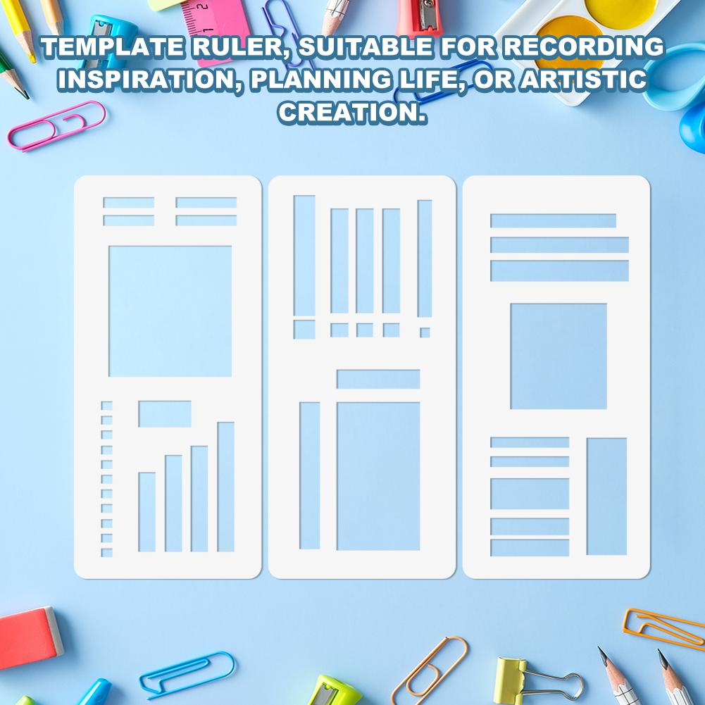 3-Pack Stencils Drafting Tools Reusable Templates Planner Stencils Drawing Checklist Stencils for Boxes Lines & Daily Planning