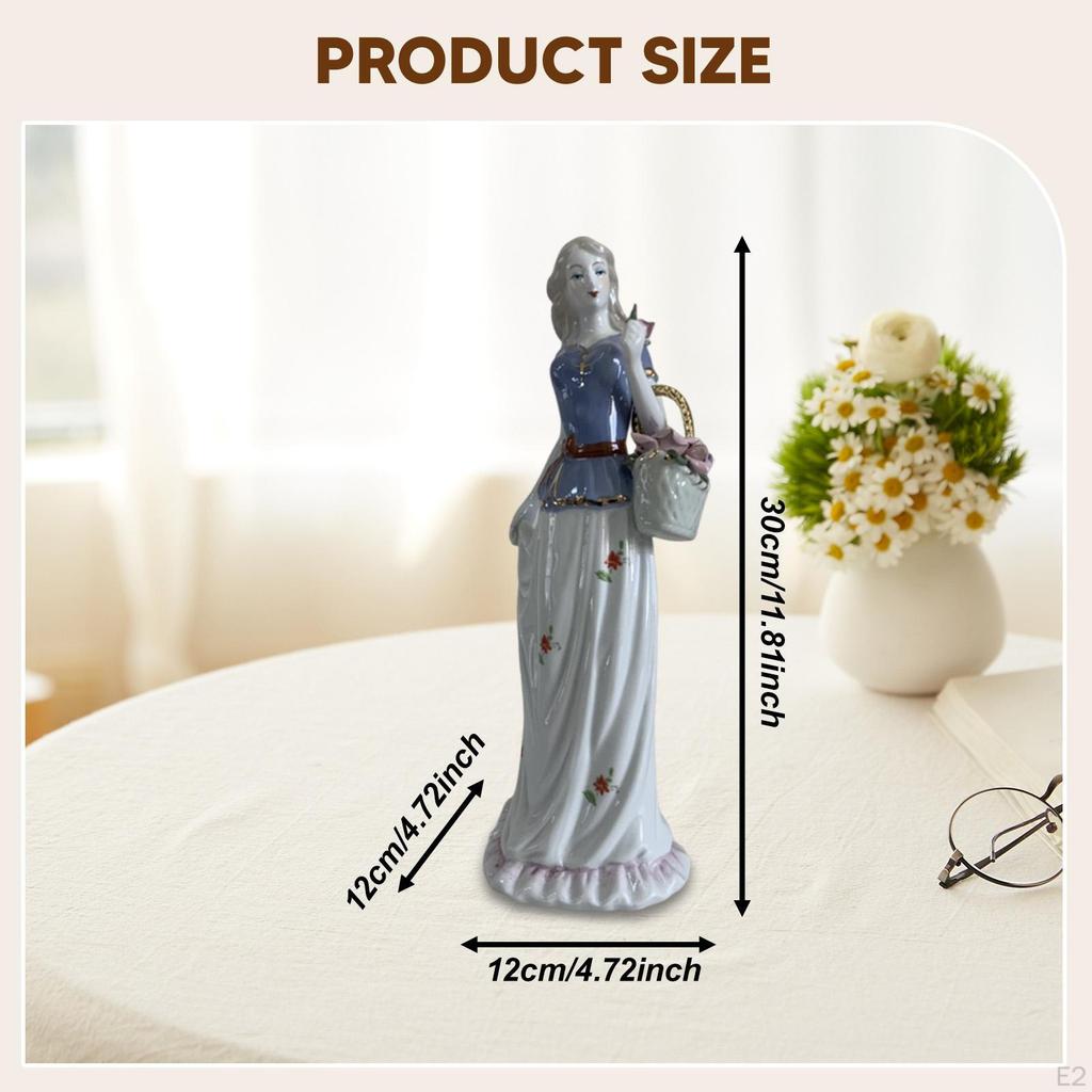 Ceramic Figurine Girl Statue Ornament, Modern Nordic Sculpture, Elegant Decor, Shock Resistant,