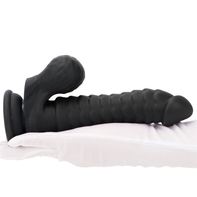 Czarna podwójna twardość Miękka płynna silikonowa waga Caterpillar Model Shaped Dildo