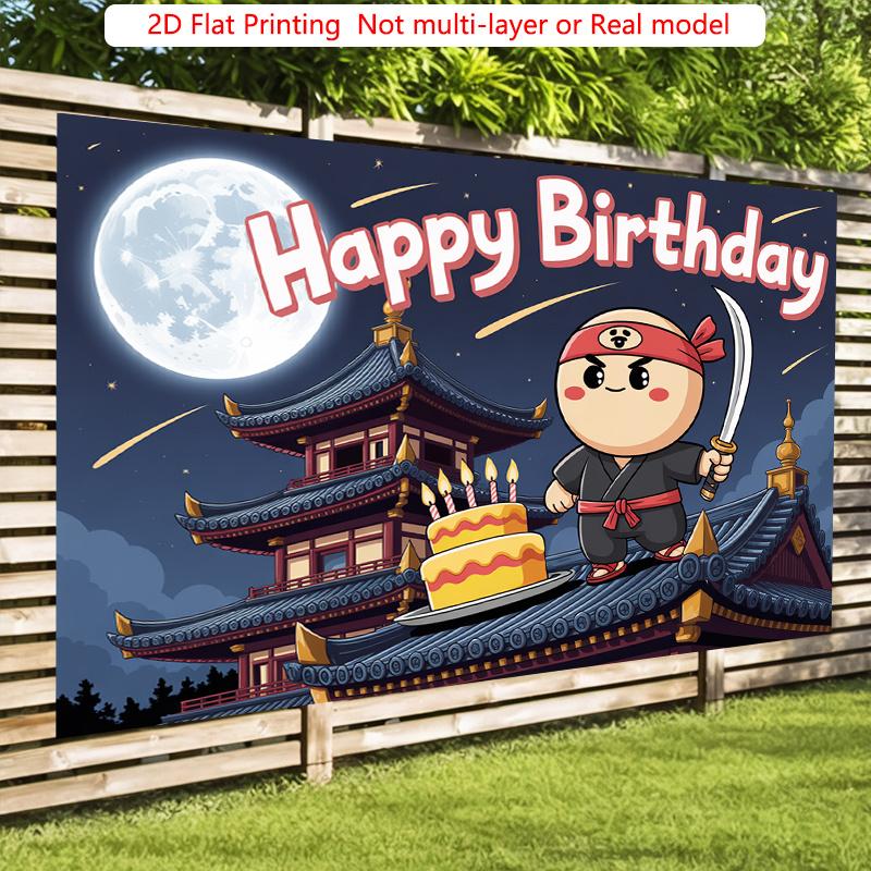 Party Backdrop Flat Ninja Pagoda Events Celebration Photo Booth Birthday Party Decor
