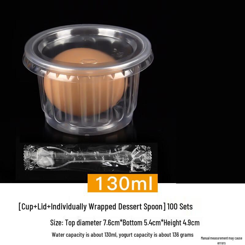 

Homeglen 130ml Plastic Dessert Cups with Lids & Spoons - 100 Set