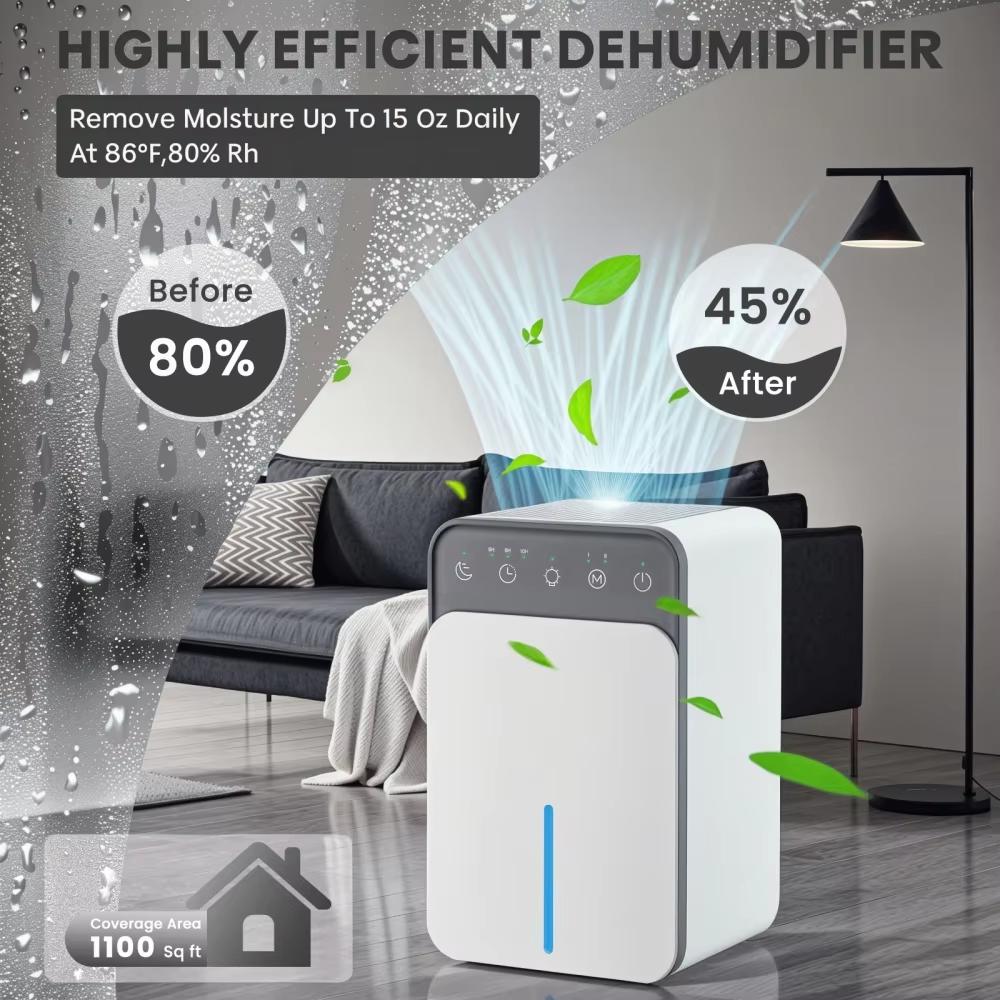1500ML Smart Air Dehumidifier Portable Mute Mini Dehumidifier Bedroom Office Silent Moisture Absorption Small Dehumidifier