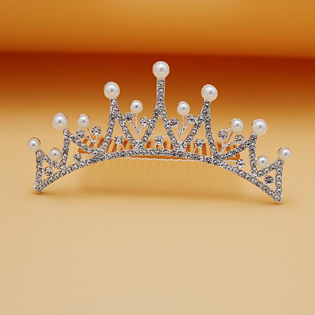 Children's Princess Hair Comb Crown Tiara Girl Baby High End Rhinestone Hairpin Comb Little Girl Birthday Crown
