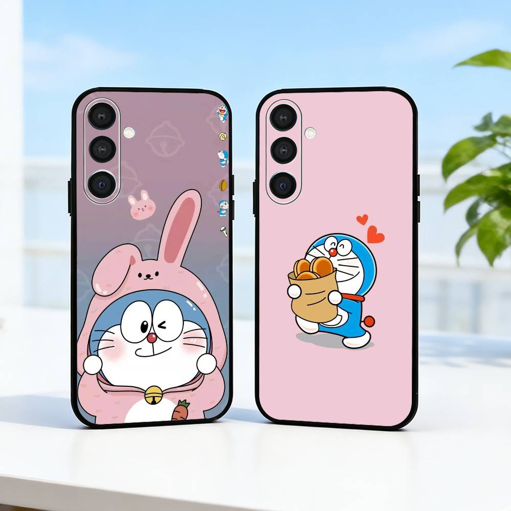 Cute Fat D-Doraemon Blue white Phone Case For Samsung A73,A21s,A22,A31,A32,A52,A53,A71,A80,Soft Black Shell