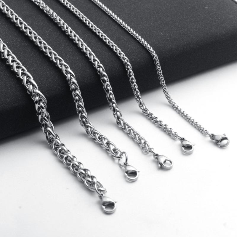 3MM-8MM Stainless Steel Twisted Rope Chain Necklace For Men Women Neck Jewelry Accessories