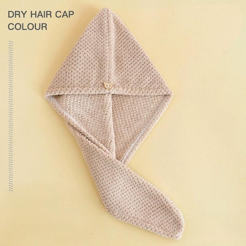 4/2Pcs Hair Drying Towel With Button Women'S Quick-Dry Microfiber Headscarves Absorbent Hair Towel Wrap Thickened Soft Headscarf
