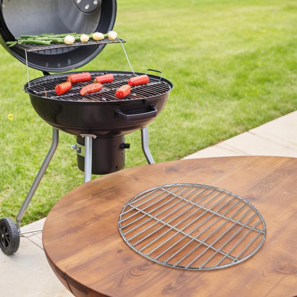Camping Accessories Round Barbecue Tray Stainless Steel BBQ Grid