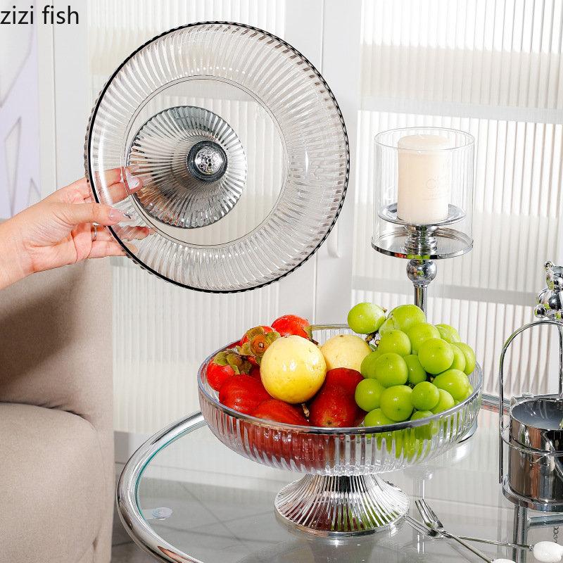 Round Acrylic Fruit Plate Candy Tray Snack Tray Dried Fruit Bowl High Foot Cake Plate Dessert Plates Refreshment Tray Salad Bowl
