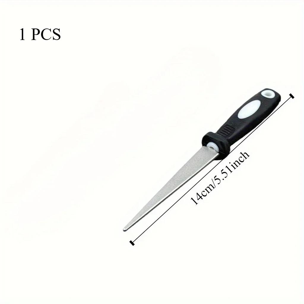 Easy To Grip Handle Knife Sharpener,Diamond Sharpening Stone with One Stone and Two Birds, Double-sided Flat and Curved Design