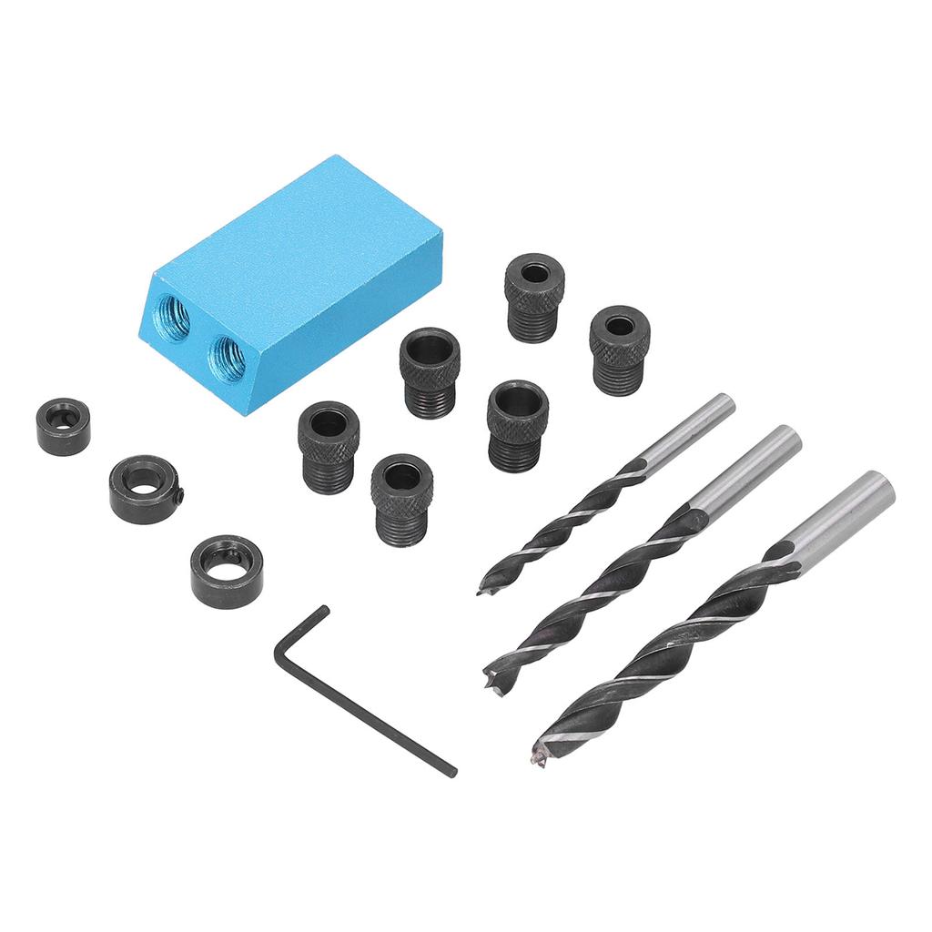 Woodwork Pocket Hole Jig 15 degrees  Aluminum Alloy Angle Carpentry Locator Jigs for Drilling14Pcs Set