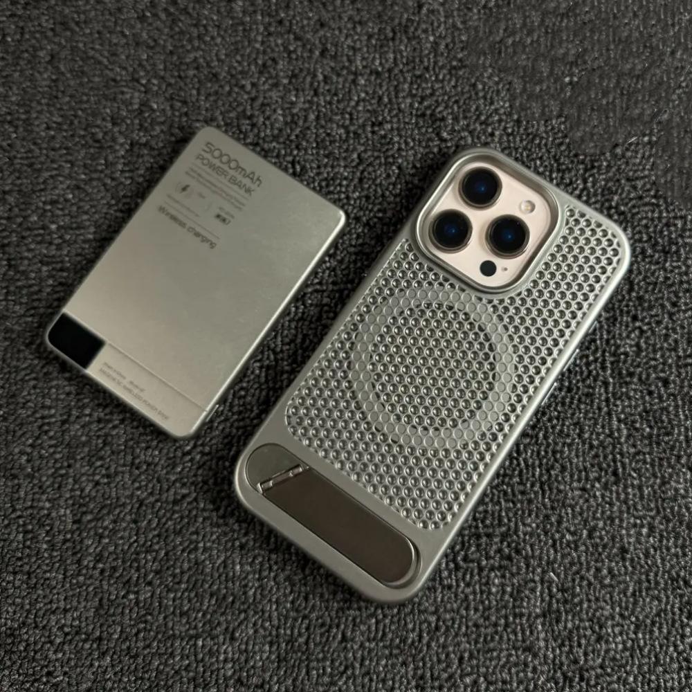 Applicable To IPhone16promax Invisible Bracket Magnetic Suction Apple 15 Honeycomb Mesh Cooling Creative Mobile Phone Case 14
