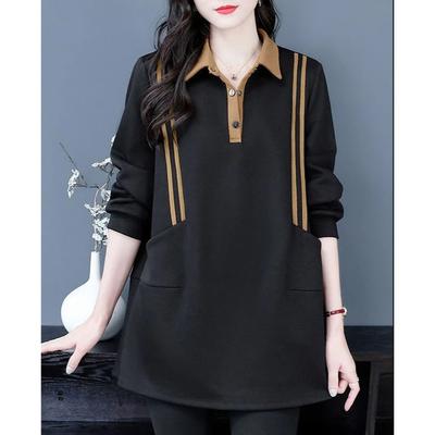 Womens Hoodie Spring Autumn New Fashion Minimalist Elegant Long Sleeve Outerwear Loose Slim Fit Tummy Hiding Versatile Lapel Top
