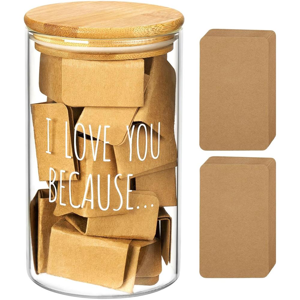 50 Blank Love Notes Memory Jar, Anniversary Birthday Gifts for Boyfriend Girlfriend Husband Wife Mom Dad Friends, Couple Gifts