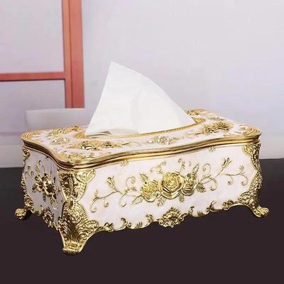 Luxuriöse Taschentuchbox Europäischer Stil Serviettenhalter Serviettenetui Rosenmuster Papierständer Tischaccessoires Zuhause Auto Etui Halter